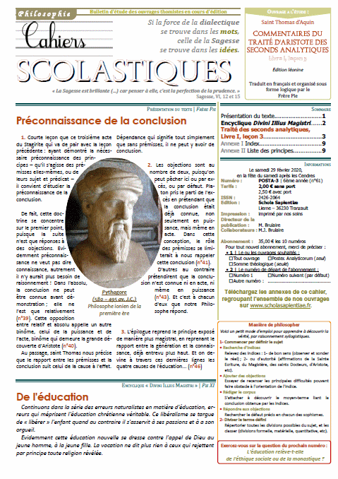 Cahiers scolastiques n°61 (philosophie)