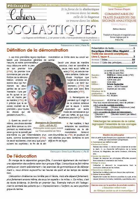 Cahiers scolastiques n°63 (philosophie)