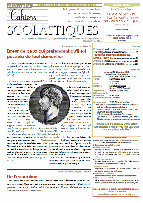 Cahiers scolastiques n°71 (philosophie)