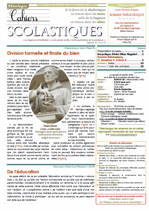 Cahiers scolastiques n°60 (théologie)