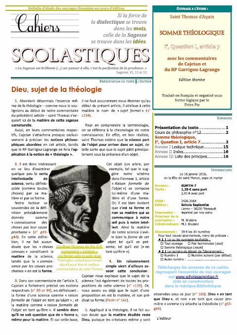 Cahiers scolastiques n°14 (théologie)